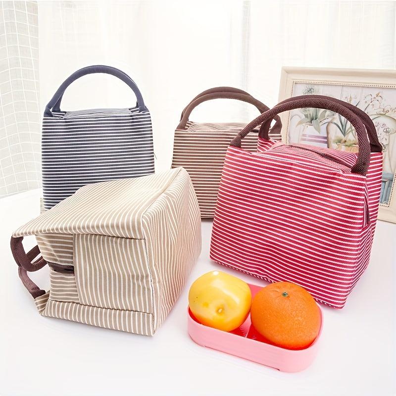 Striped Lunch Box Bag Thermal Waterproof Insulation Portable