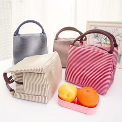 Striped Lunch Box Bag Thermal Waterproof Insulation Portable