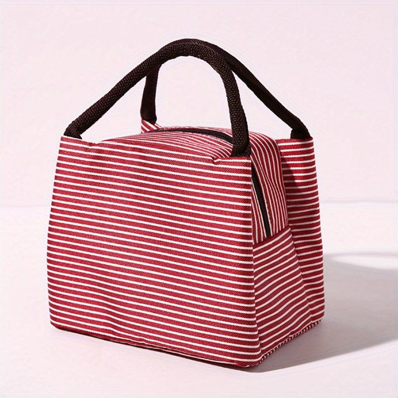 Striped Lunch Box Bag Thermal Waterproof Insulation Portable