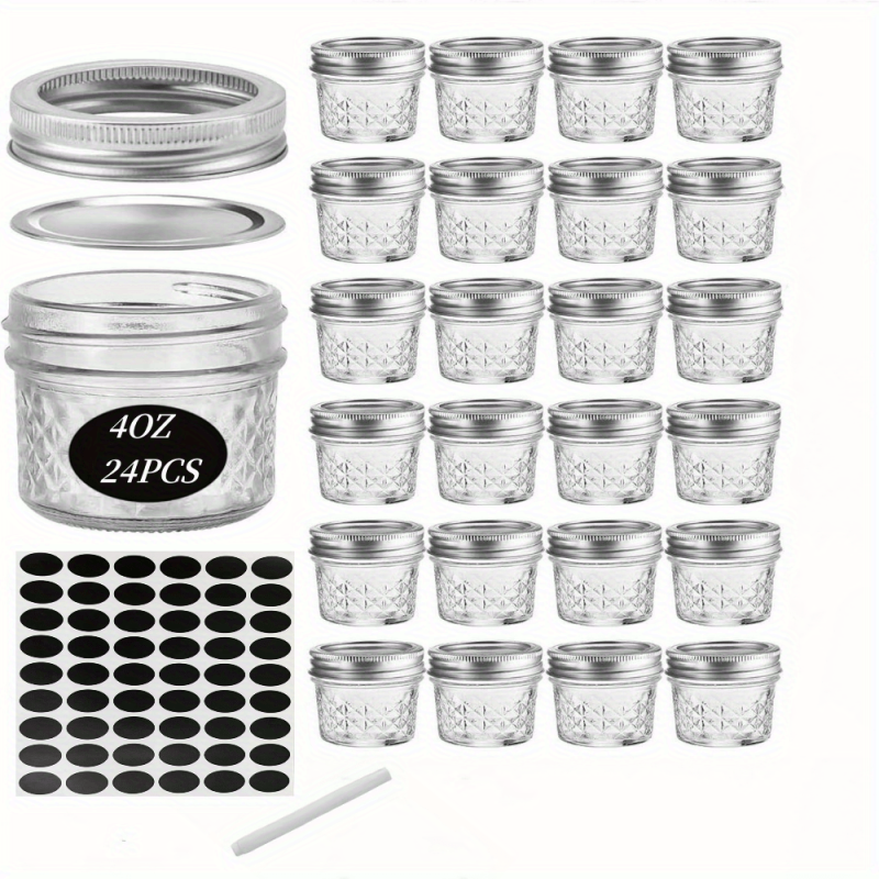 24pack 4oz Mason Jar Glass Storage Jar Airtight Lids