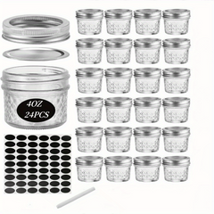 24pack 4oz Mason Jar Glass Storage Jar Airtight Lids