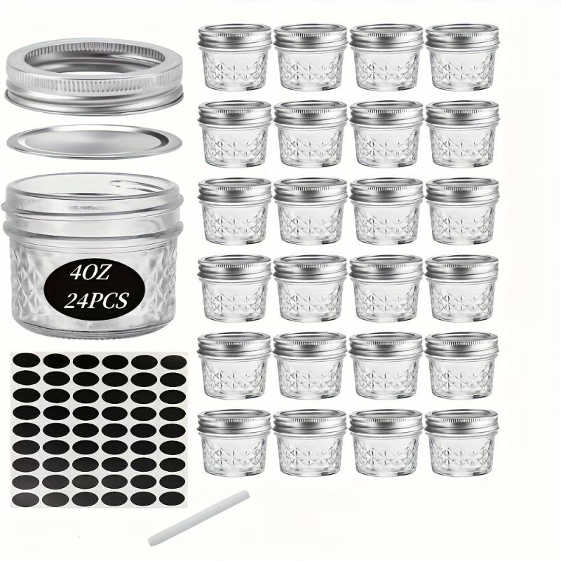 24pack 4oz Mason Jar Glass Storage Jar Airtight Lids