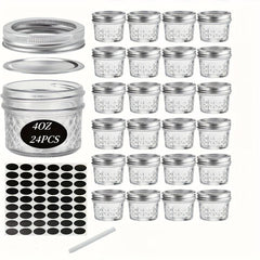 24pack 4oz Mason Jar Glass Storage Jar Airtight Lids