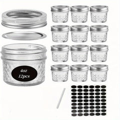 24pack 4oz Mason Jar Glass Storage Jar Airtight Lids