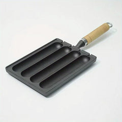 Cast Iron 4-Grid Sausage Grill Pan for Stovetop Breakfast