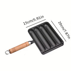Cast Iron 4-Grid Sausage Grill Pan for Stovetop Breakfast