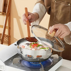 1pc Stainless Steel Small Cooking Pot Instant Noodle Pan Bread Pan