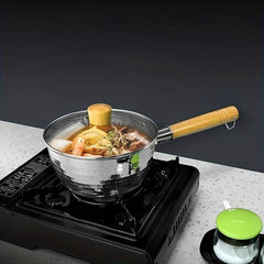 1pc Stainless Steel Small Cooking Pot Instant Noodle Pan Bread Pan