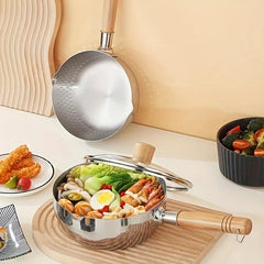 1pc Stainless Steel Small Cooking Pot Instant Noodle Pan Bread Pan