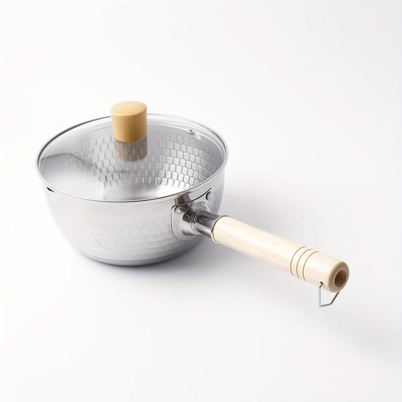 1pc Stainless Steel Saucepan With Lid 19 Saucier Kitchen Utensils