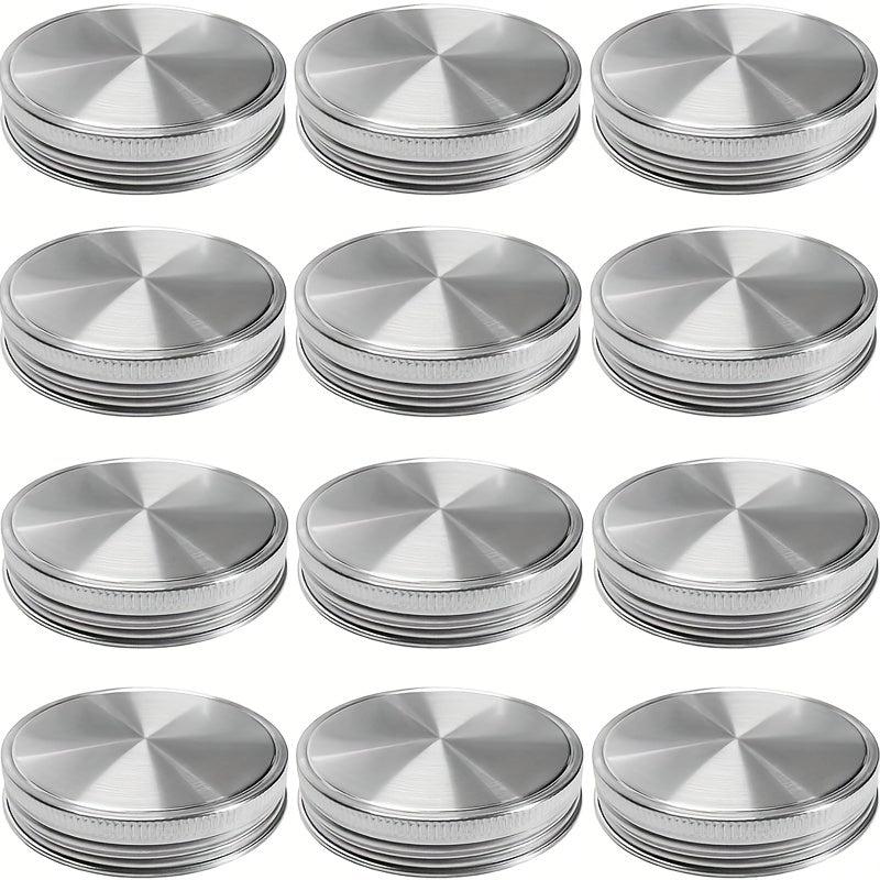 12pcs Stainless Steel Mason Jar Caps for Food Storage Kitchen Gadgets