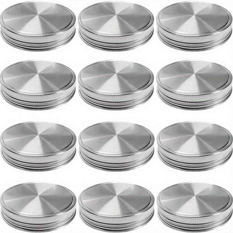 12pcs Stainless Steel Mason Jar Caps for Food Storage Kitchen Gadgets