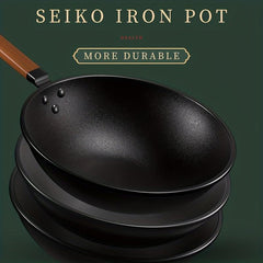 Non Stick Chef's Pan 30 Wok With Lid Wooden Handle