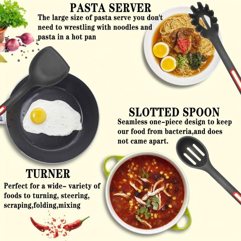 Silicone Kitchen Utensils Set, Heat Resistant, Dishwasher Safe
