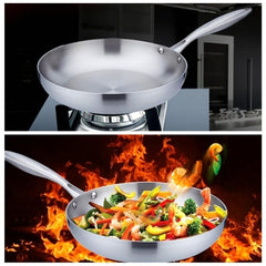 1pc Stainless Steel Frying Pan Tri Ply Fry Pan Kitchen Gadgets