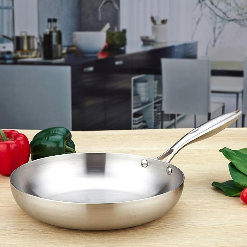 1pc Stainless Steel Frying Pan Tri Ply Fry Pan Kitchen Gadgets