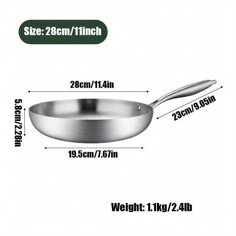 1pc Stainless Steel Frying Pan Tri Ply Fry Pan Kitchen Gadgets