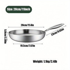 1pc Stainless Steel Frying Pan Tri Ply Fry Pan Kitchen Gadgets