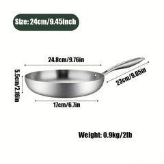 1pc Stainless Steel Frying Pan Tri Ply Fry Pan Kitchen Gadgets