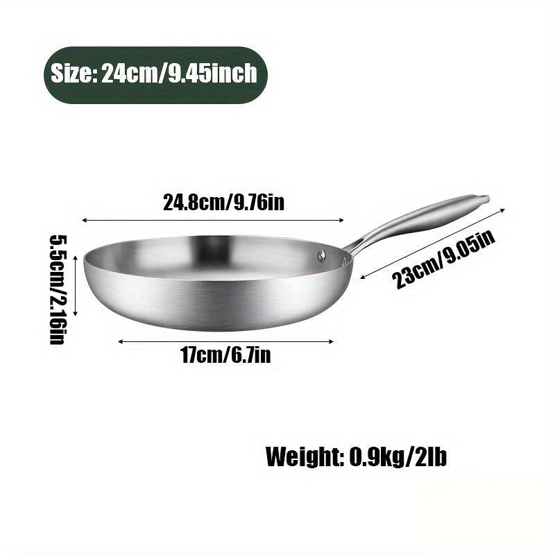 1pc Stainless Steel Frying Pan Tri Ply Fry Pan Kitchen Gadgets