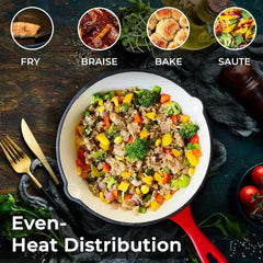 20 Enameled Cast Iron Skillet Pour Spouts Easy Grip Handle Frying Pan