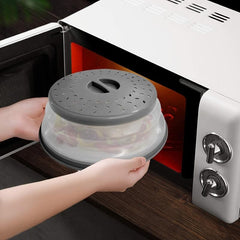 Collapsible Microwave Food Cover BPA TPR 26 67 Cm Round Grey