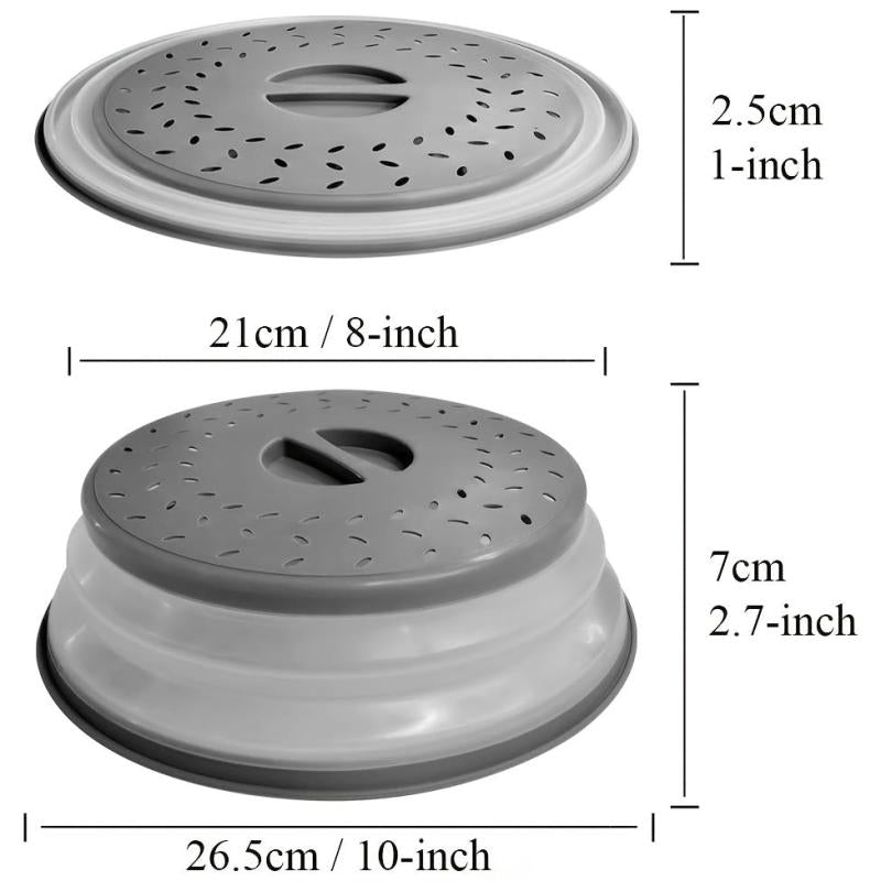 Collapsible Microwave Food Cover BPA TPR 26 67 Cm Round Grey