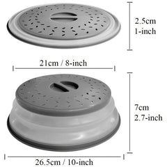 Collapsible Microwave Food Cover BPA TPR 26 67 Cm Round Grey