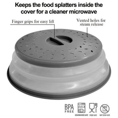 Collapsible Microwave Food Cover BPA TPR 26 67 Cm Round Grey