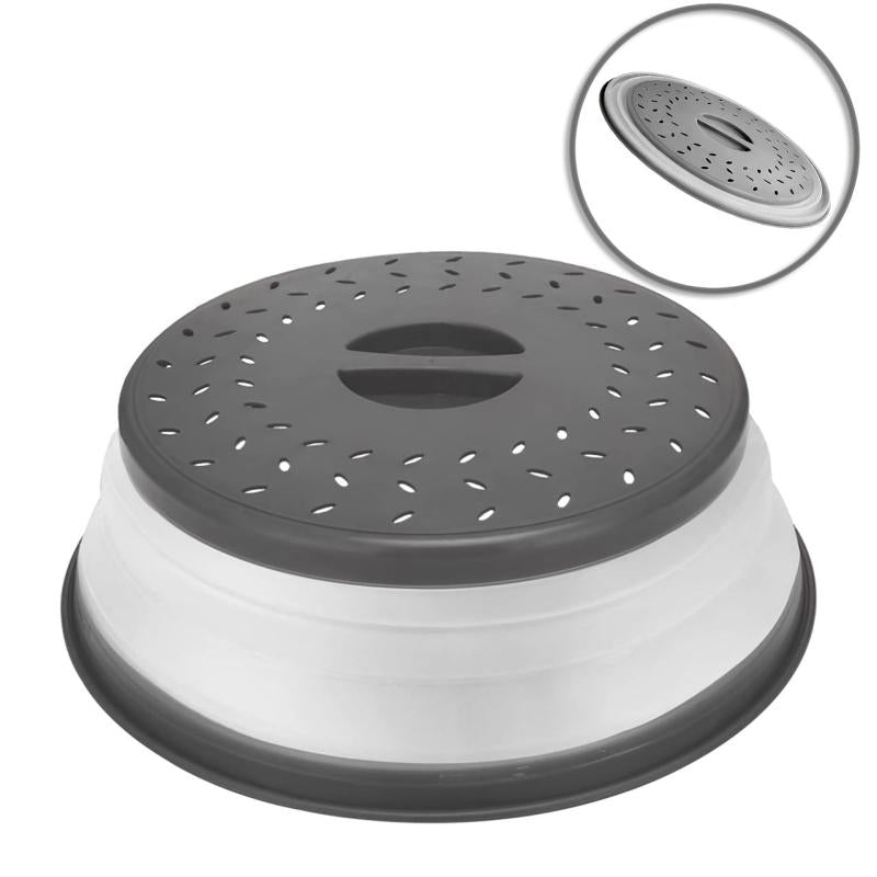 Collapsible Microwave Food Cover BPA TPR 26 67 Cm Round Grey