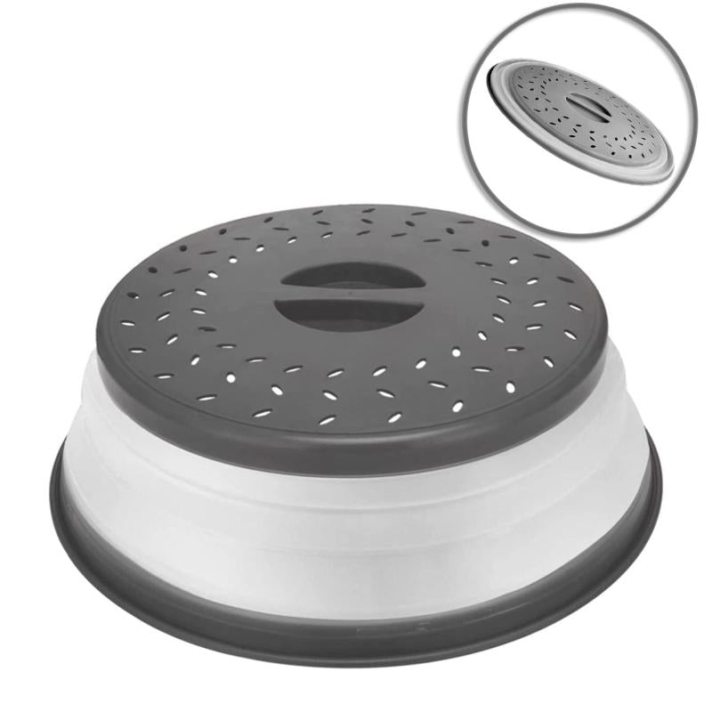 Collapsible Microwave Food Cover BPA TPR 26 67 Cm Round Grey