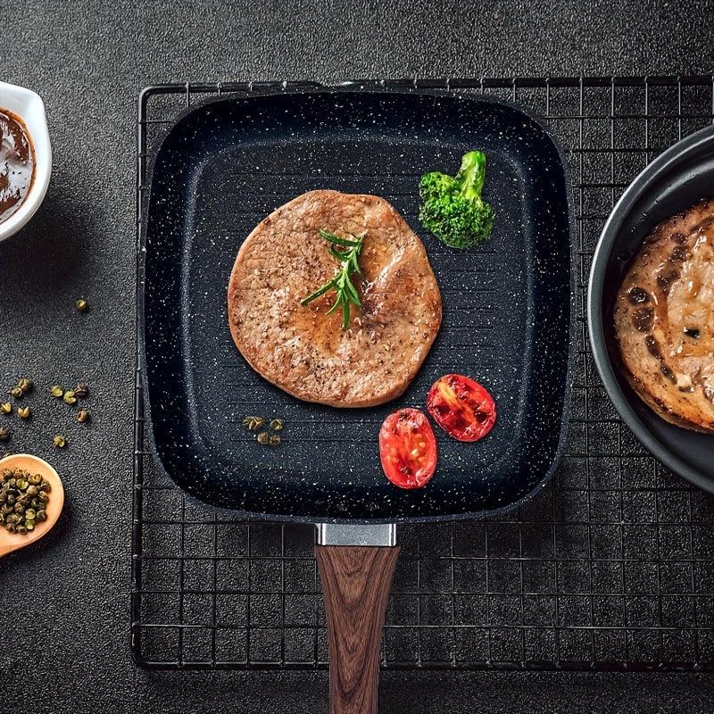 9.4'' Striped Titanium Nonstick Frying Pan - Gas & Induction Compatible