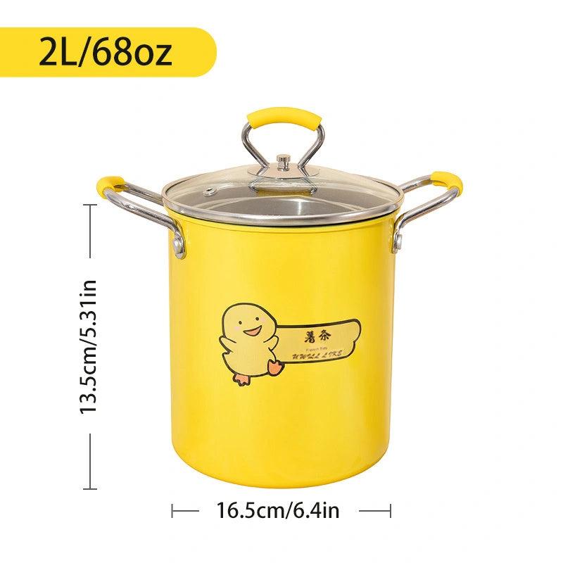 Non-stick Mini Frying Pan with Filter 68oz 101oz Cast Iron Deep Pot