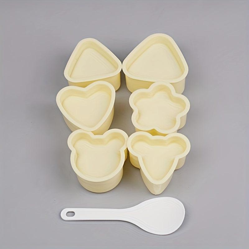 6 Onigiri Molds & 1 Rice Paddle - Japanese Sushi Makers