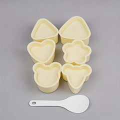 6 Onigiri Molds & 1 Rice Paddle - Japanese Sushi Makers