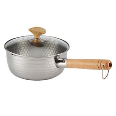 1pc Stainless Steel Saucepan with Capacity Markings and Beechwood Handle