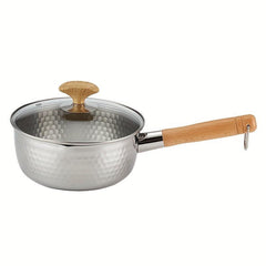 1pc Stainless Steel Saucepan with Capacity Markings and Beechwood Handle