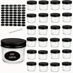 24 Pack Glass Jars With Airtight Lids - For Pickles, Pudding, Yogurt