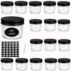 24 Pack Glass Jars With Airtight Lids - For Pickles, Pudding, Yogurt