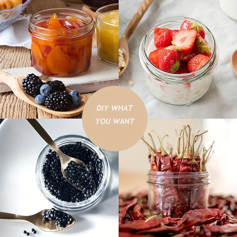 24 Pack Glass Jars With Airtight Lids - For Pickles, Pudding, Yogurt