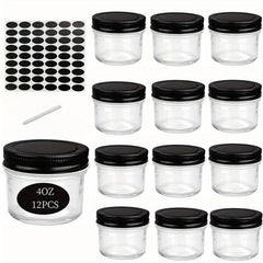24 Pack Glass Jars With Airtight Lids - For Pickles, Pudding, Yogurt