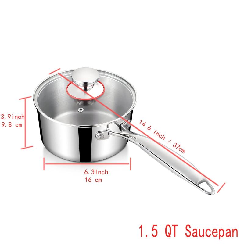 Stainless Steel Saucepan with Lid 16cm Kitchen Utensils