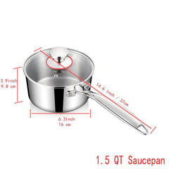 Stainless Steel Saucepan with Lid 16cm Kitchen Utensils