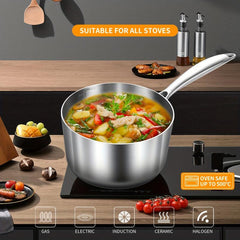 Stainless Steel Saucepan with Lid 16cm Kitchen Utensils