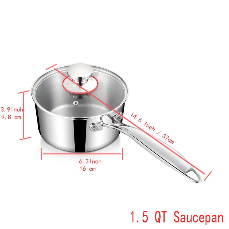 Stainless Steel Saucepan with Lid 16cm Kitchen Utensils