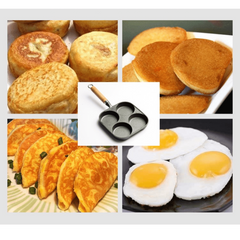 4-Hole Nonstick Fried Egg Pan with Wooden Handle for Home Kitchen