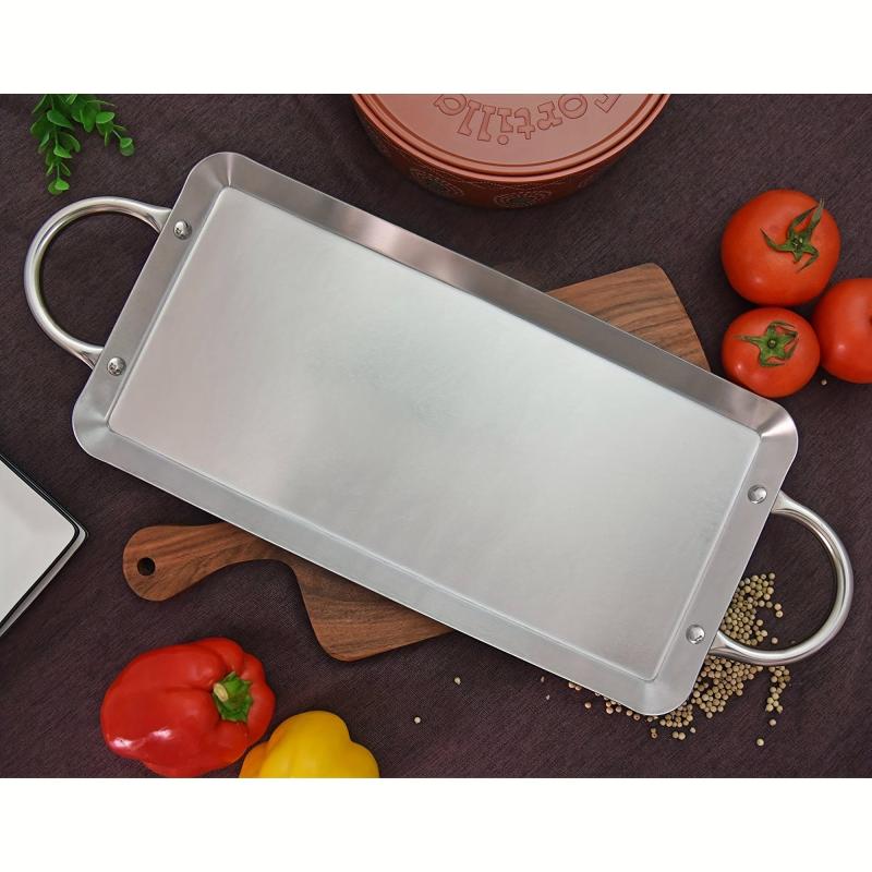 Stainless Steel Crepe Pan Comal Griddle for Tortillas Quesadillas Fajitas