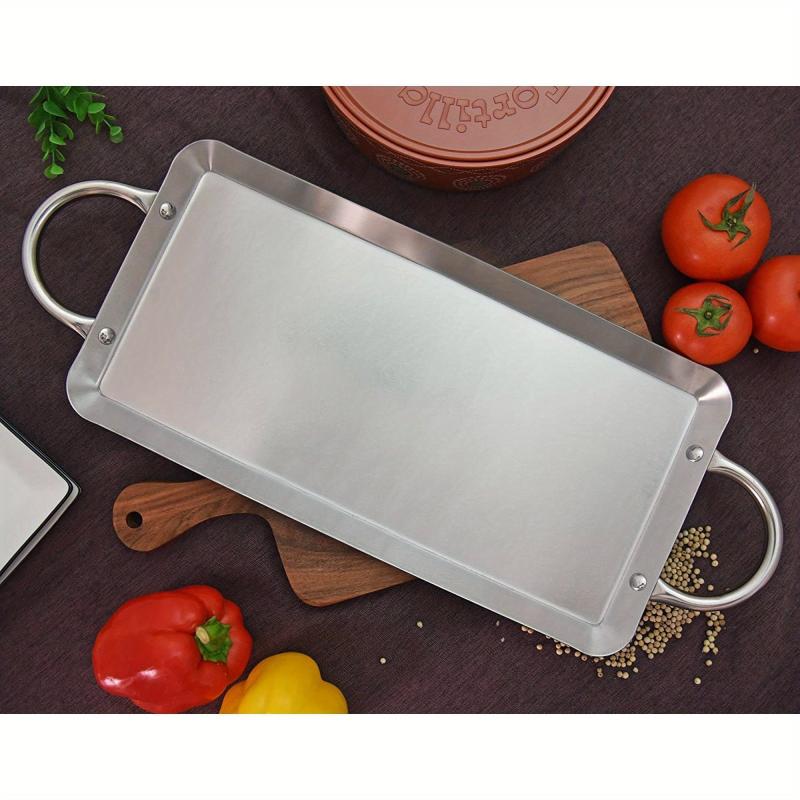 Stainless Steel Crepe Pan Comal Griddle for Tortillas Quesadillas Fajitas