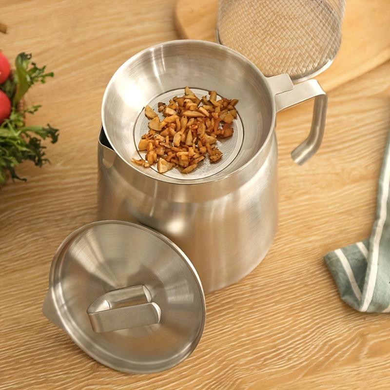 Stainless Steel Strainer Pot with Fine Mesh Strainer and Lid
