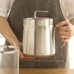 Stainless Steel Strainer Pot with Fine Mesh Strainer and Lid